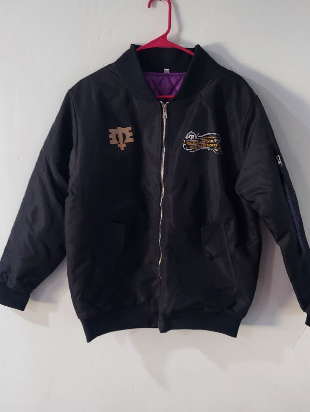 Melissa Etheridge Choose Only Love Black Bomber Jacket with Embroidered Crest